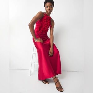 Elegant Red Halter Maxi Dress